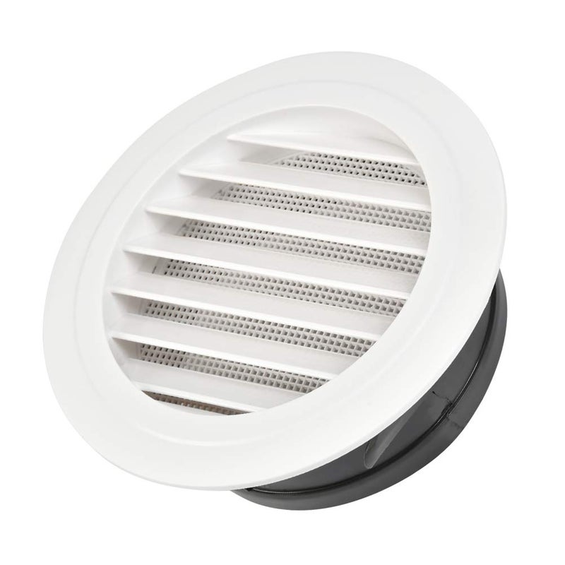 FOCCTS Air Vents Louver 8 Inch, ABS Round Vent Louver Grille Cover White Soffit Vent with Built-in Fly Screen Mesh for Kitchen, Bathroom, Office - Image 1